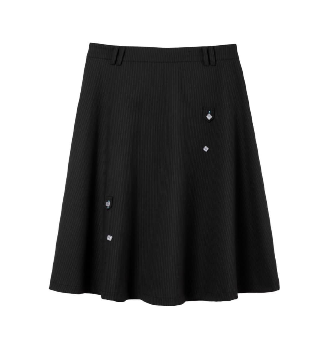 BUTTON FLARED SKIRT / black 상품이미지2
