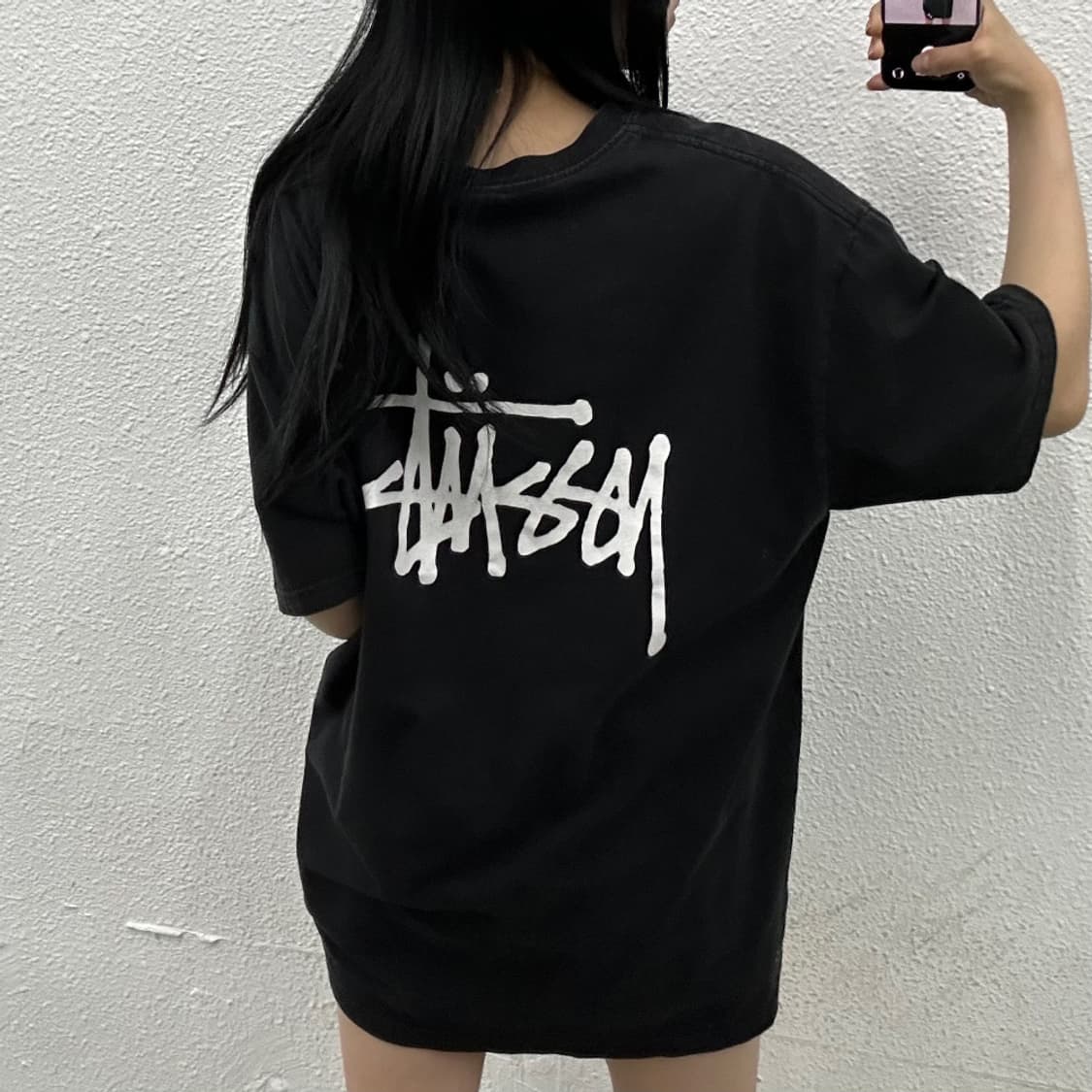 스투시 로고 블랙 반팔 XL 상품이미지1