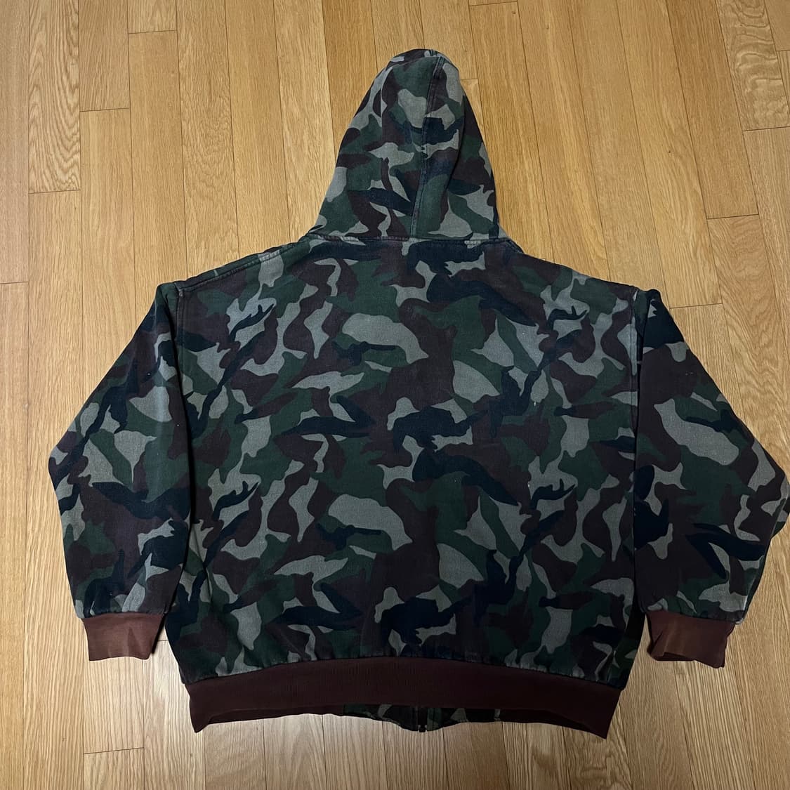 [XL] 90s USA 빈티지 우드랜드 카모 후드집업 상품이미지2