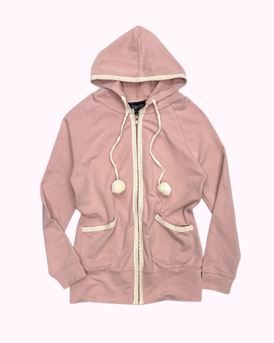 BEBEROSE pink lace pompom hood zip-up 상품이미지1