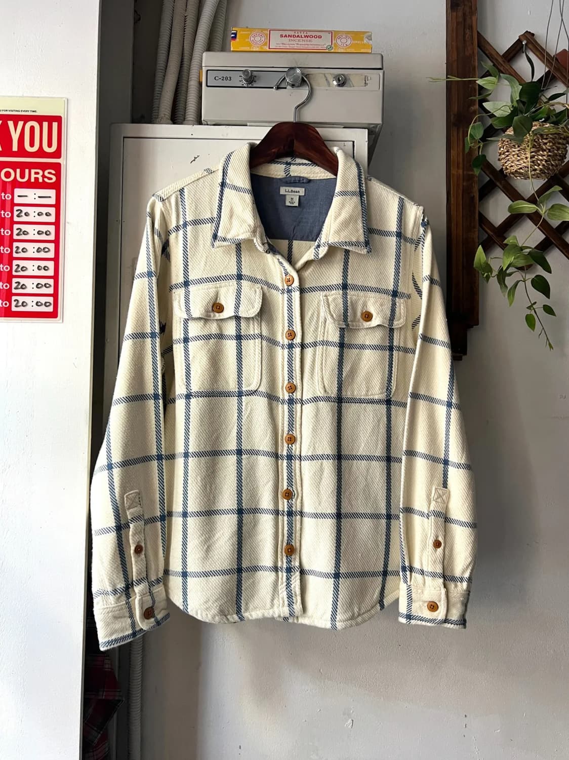 [M]엘엘빈 USA 우먼스 화이트 플란넬 체크셔츠 상품이미지1