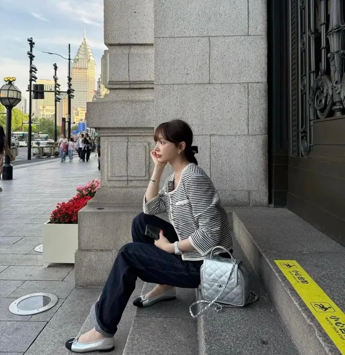 카디널레드 스트라이프 가디건 네이비 S 상품이미지2