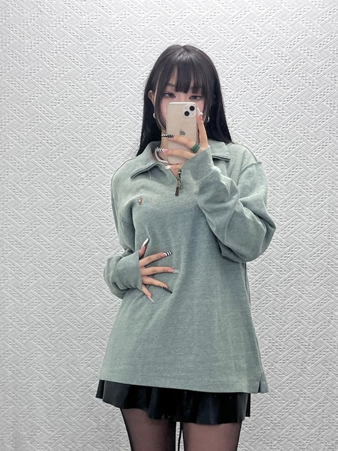 폴로 랄프로렌 빈티지 피스타치오그린 반집업 니트 L C10452 상품이미지2