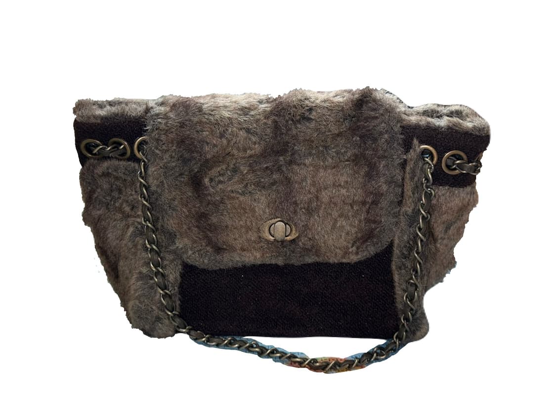 퍼 체인 숄더백 토트백 브라운 오네갸루 빈티지 가방 상품이미지1