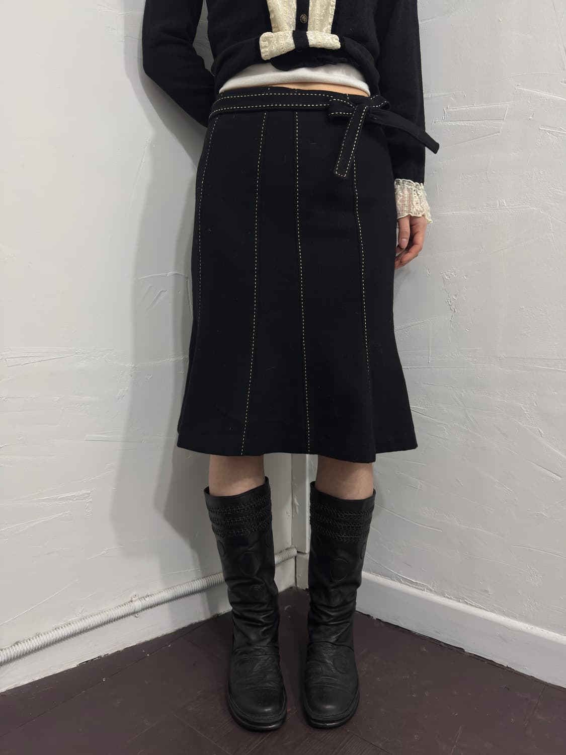 belt wool midi skirt 상품이미지3