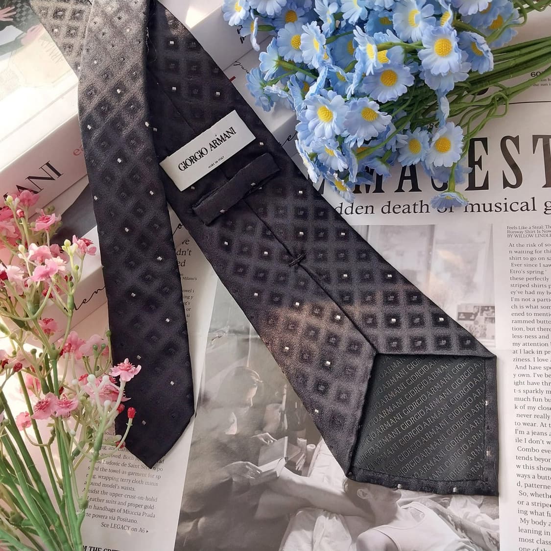 GIORGIO ARMANI 조르지오 아르마니 실크 기하 자카드 넥타이 9 상품이미지5
