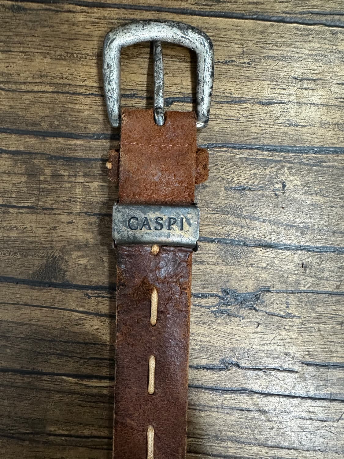 카스피(CASPI) 빈티지 브라운 스티치 가죽 벨트 상품이미지2