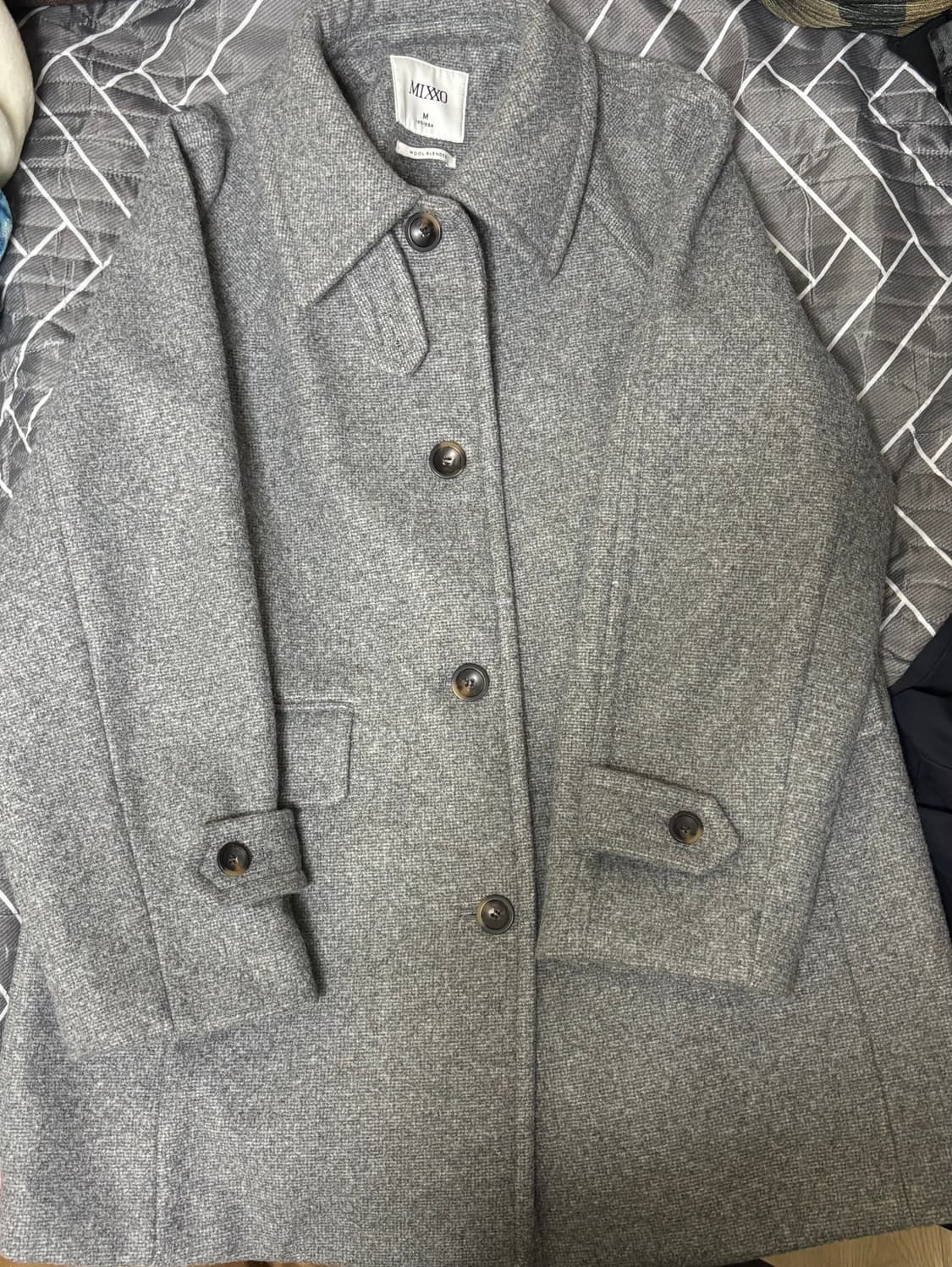 미쏘 울 블랜디드 스탠카라 하프코트 그레이 상품이미지5