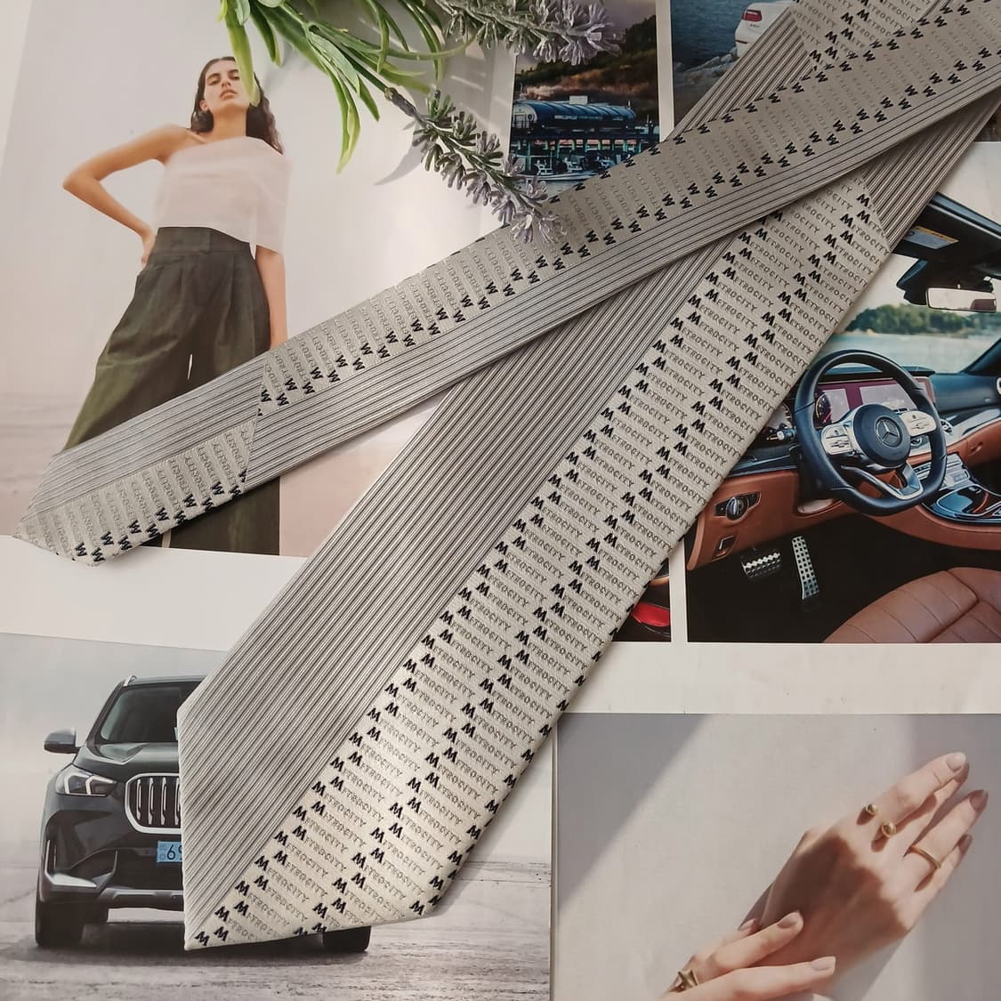 메트로시티 실크 그레이 스트라이프 넥타이 9.8cm A+등급 A18904 상품이미지3