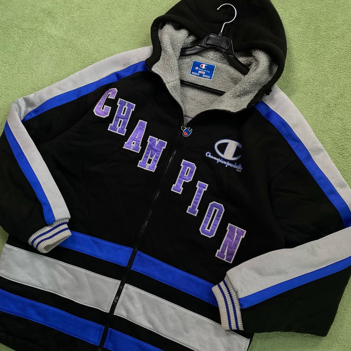 챔피온 90's 올드스쿨 양털 후드 후리스 집업 상품이미지2