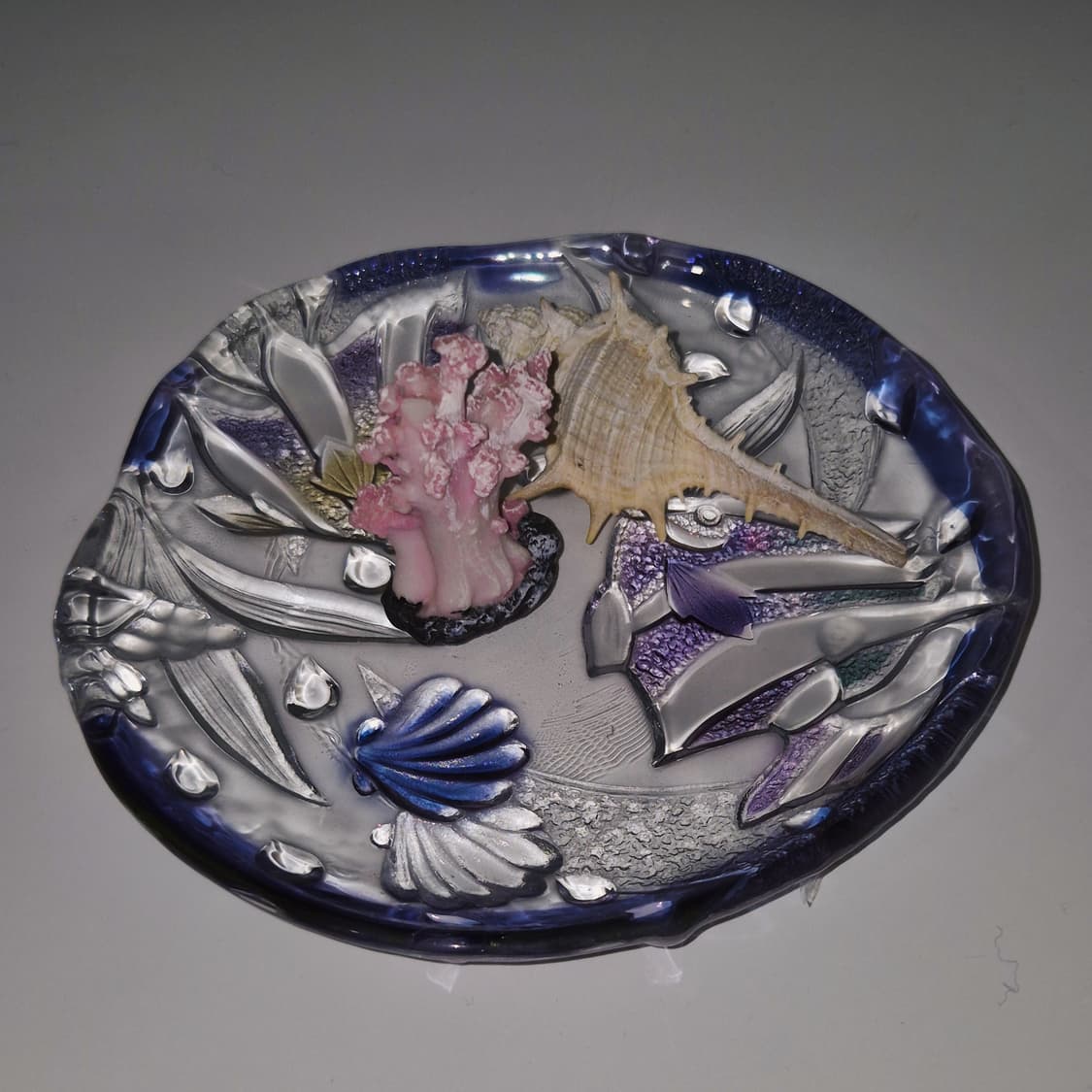 80s 소가 레트로 아쿠아 열대어&조개 접시 1p 상품이미지7