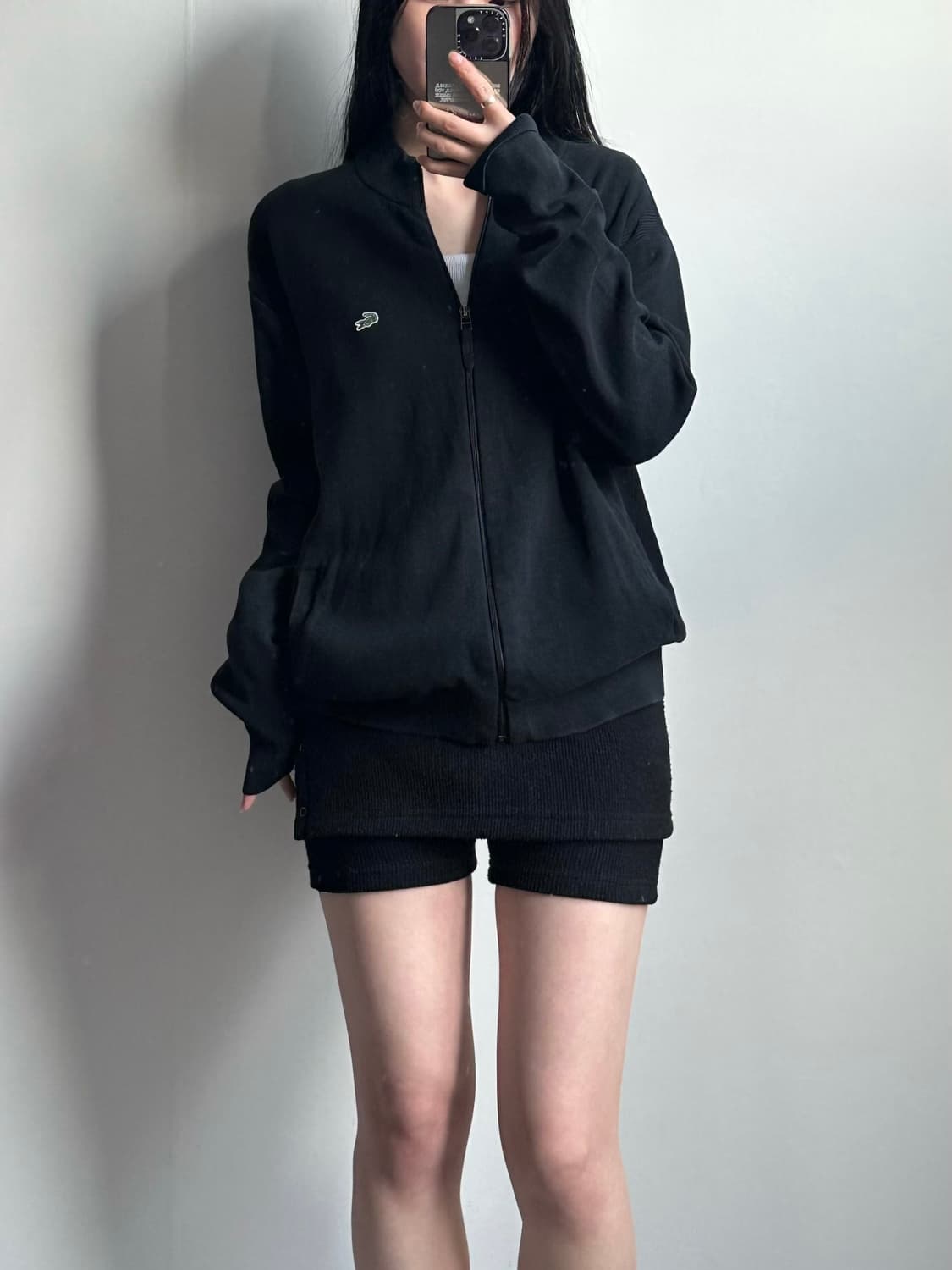 라코스테 자수로고 블랙 니트집업 상품이미지1