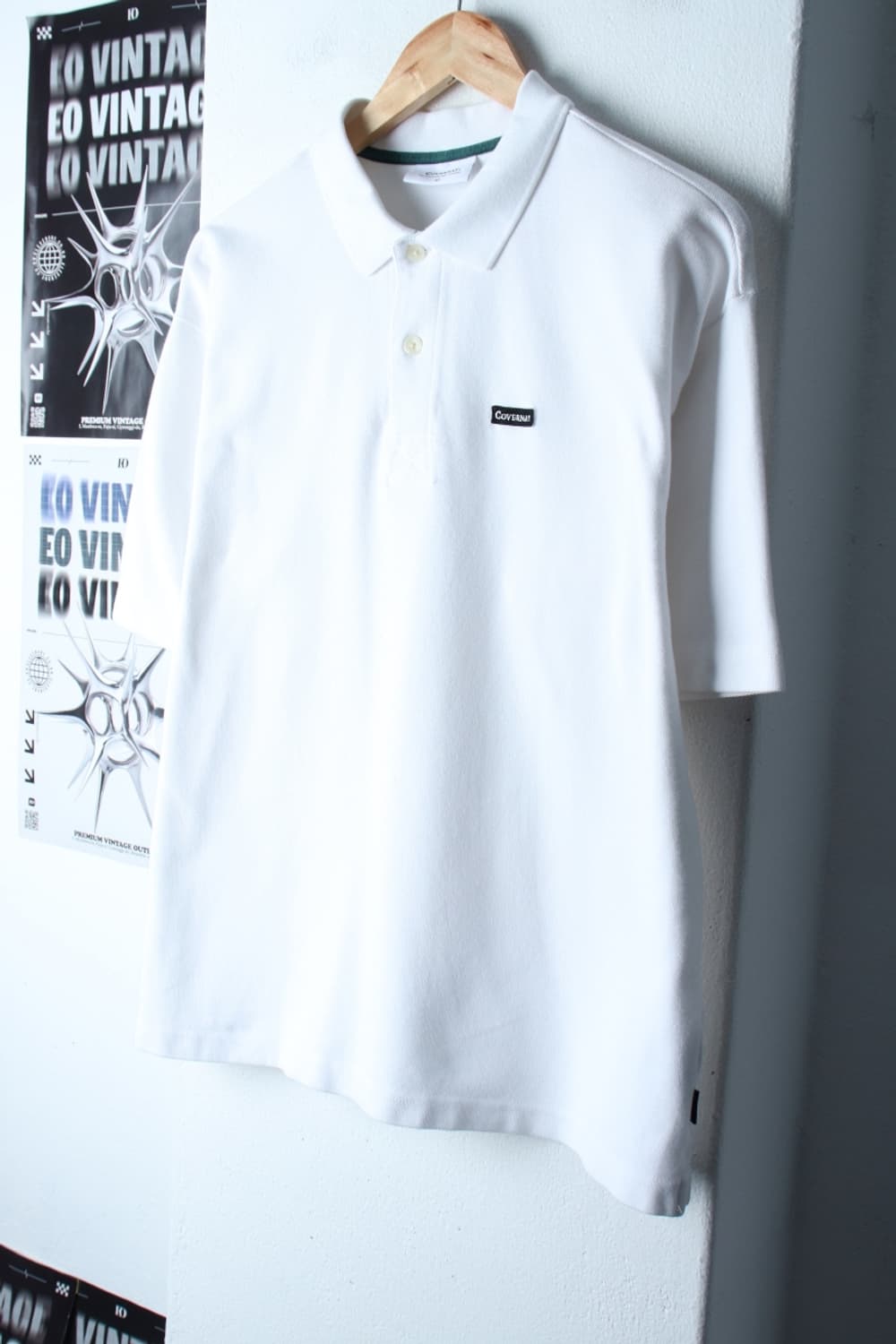 (L-XL) 커버낫 반팔 카라 티셔츠 스몰로고 화이트 오버핏-H30304 상품이미지1