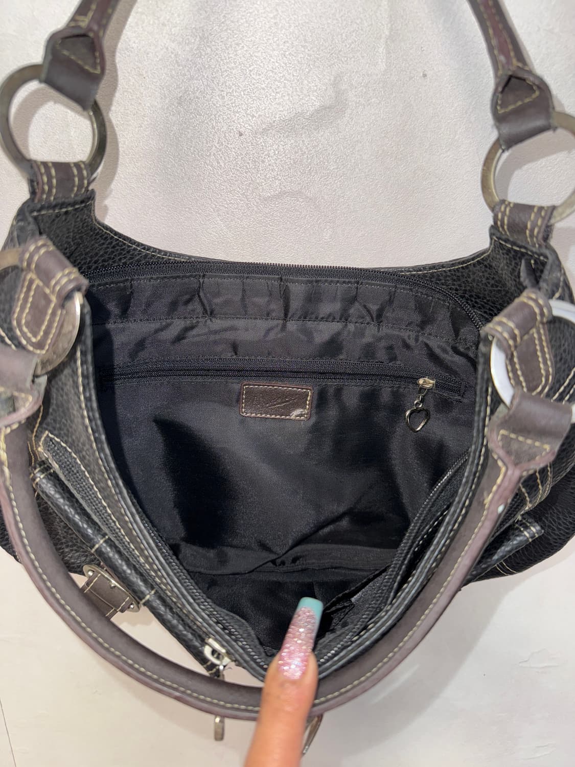 Black heart buckle pocket shoulder bag 상품이미지5