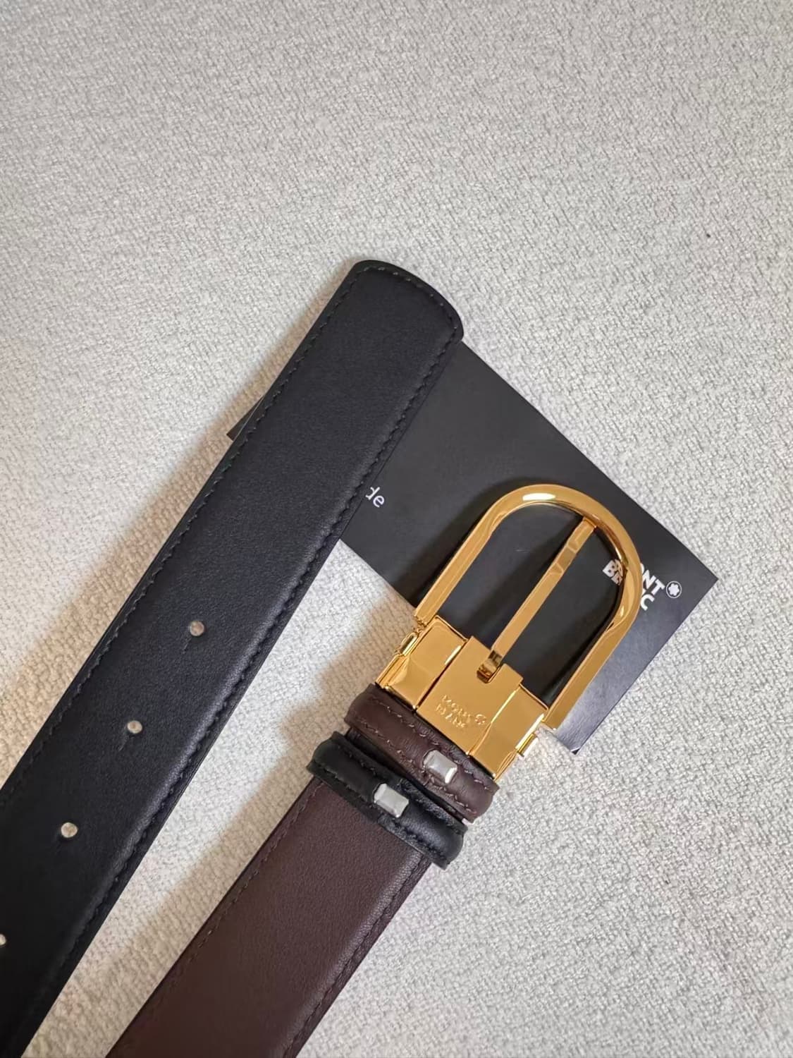 【정품】몽블랑 골드 버클 가죽 벨트 90cm/3.5cm 상품이미지4