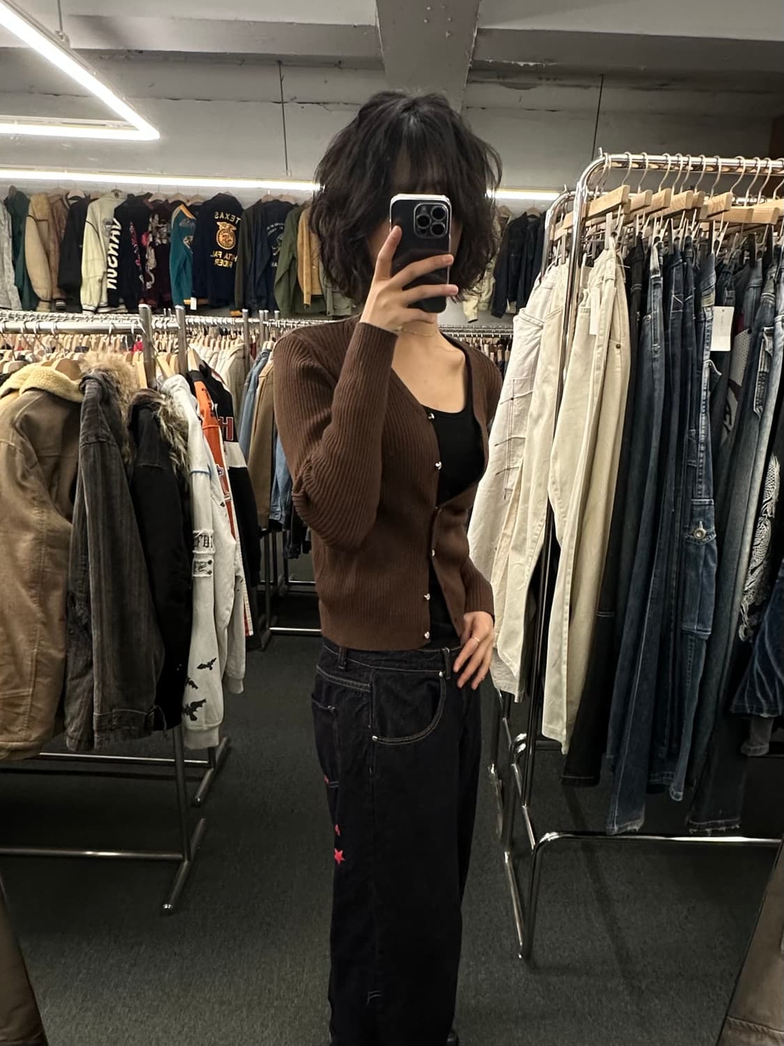 L)Tiaclasse 빈티지 여성 브라운 니트 가디건 상품이미지1