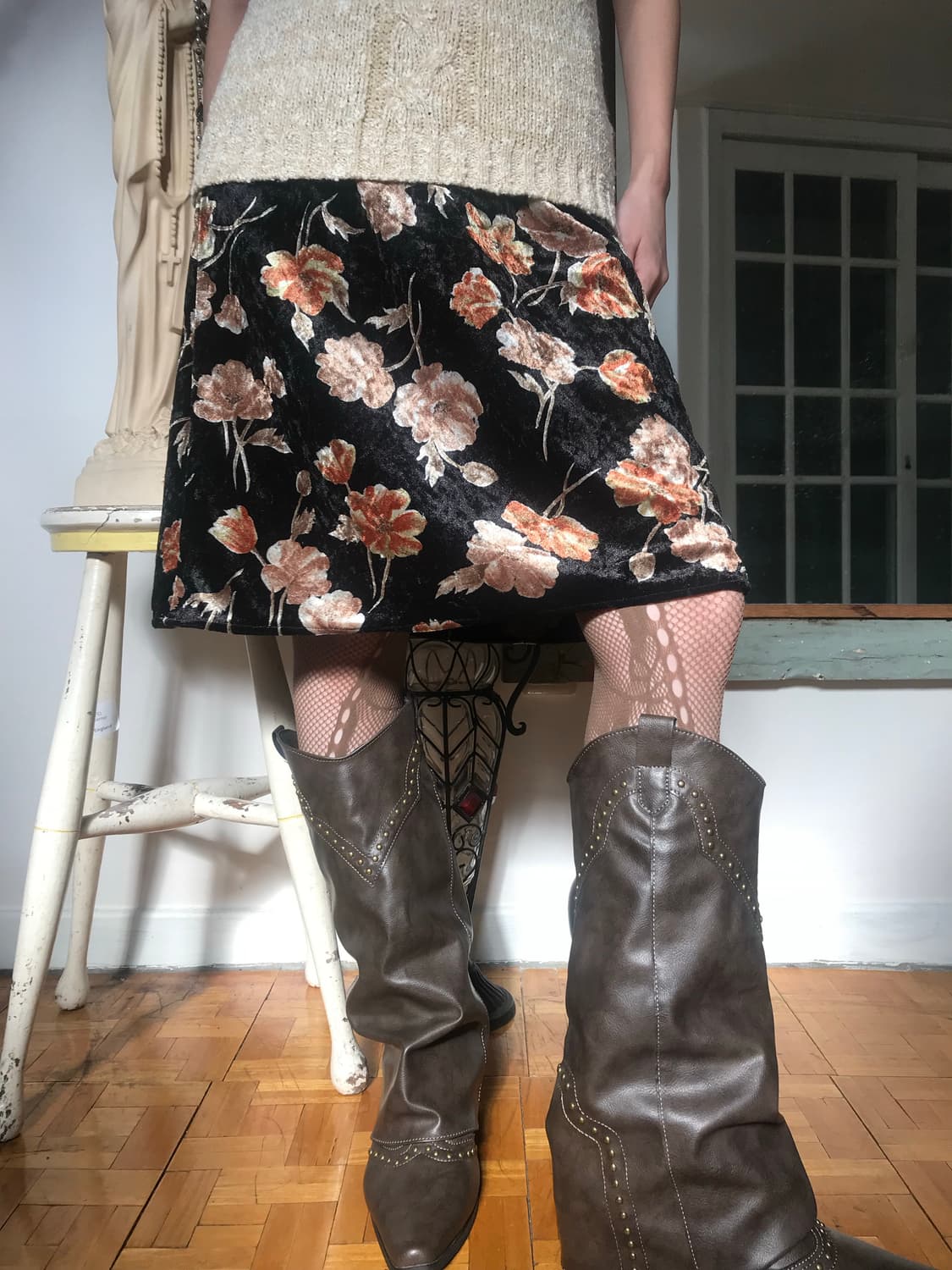 vintage velvet pattern skirt(26inch) 상품이미지2