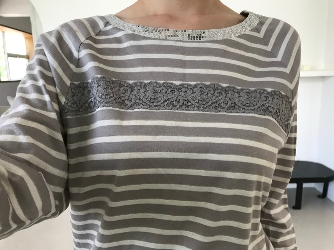 vintage stripe pattern lace top 상품이미지5