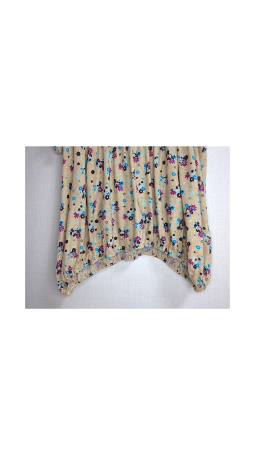 스나오 쿠와하라 베이지 플로럴 벌룬 탑 상품이미지3