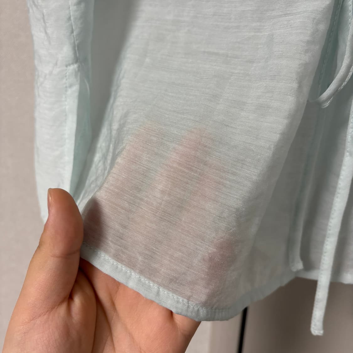 새상품)미쏘 하늘색 시스루 린넨 반팔 셔츠 상품이미지3