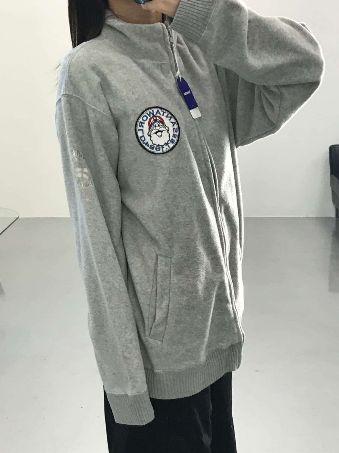 산타월드 그레이 후리스 집업 상품이미지2