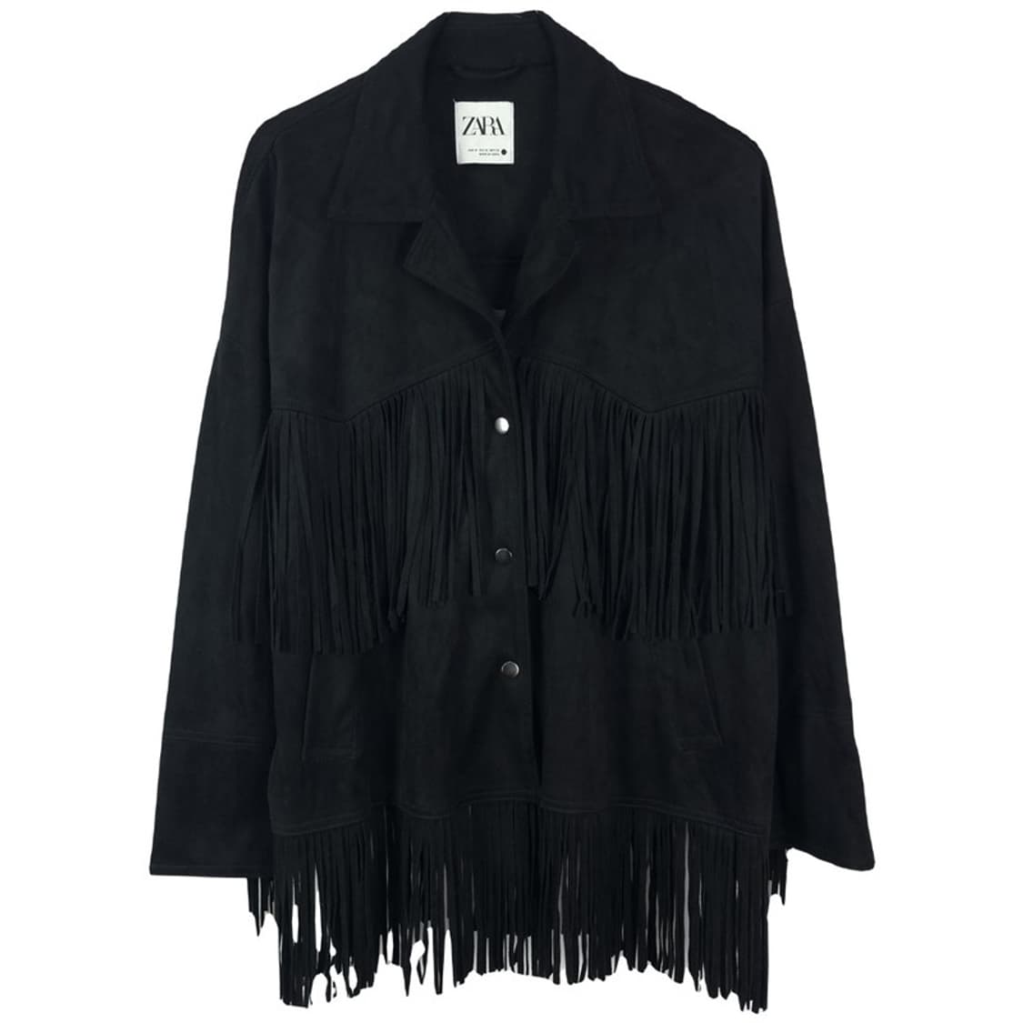 [자라] 오버핏 스웨이드 프린지 웨스턴 자켓 블랙 M18647 상품이미지2