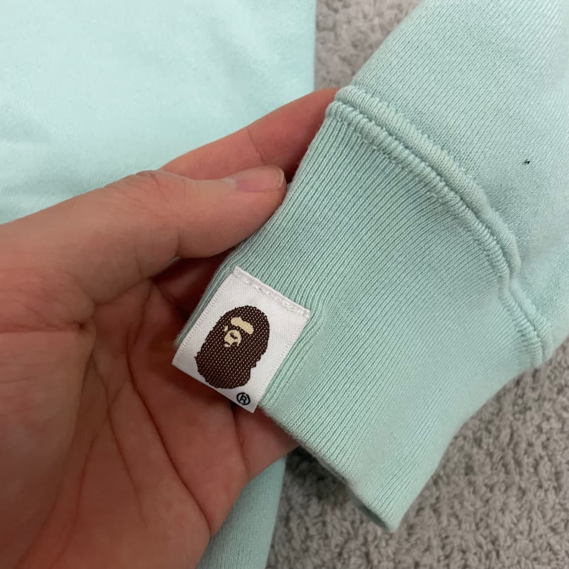 XS)  베이프 민트 블랙 프린트 로고 풀 후드 집업 상품이미지7