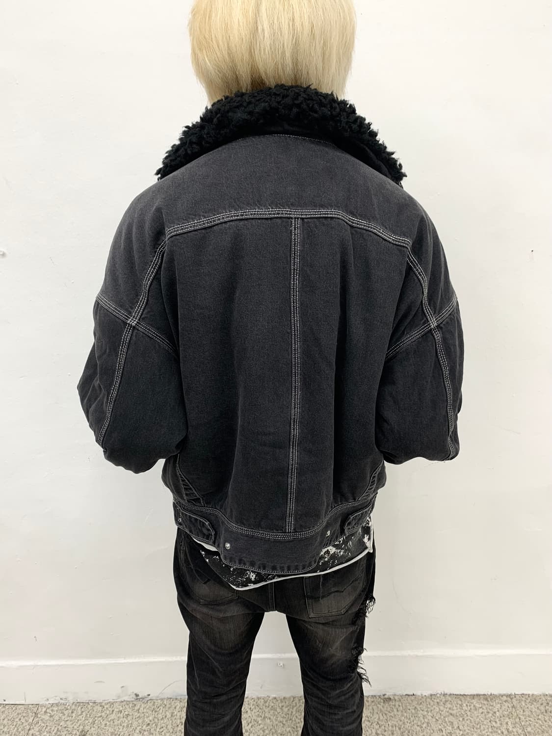 Grunge mood denim fur bomber  상품이미지5