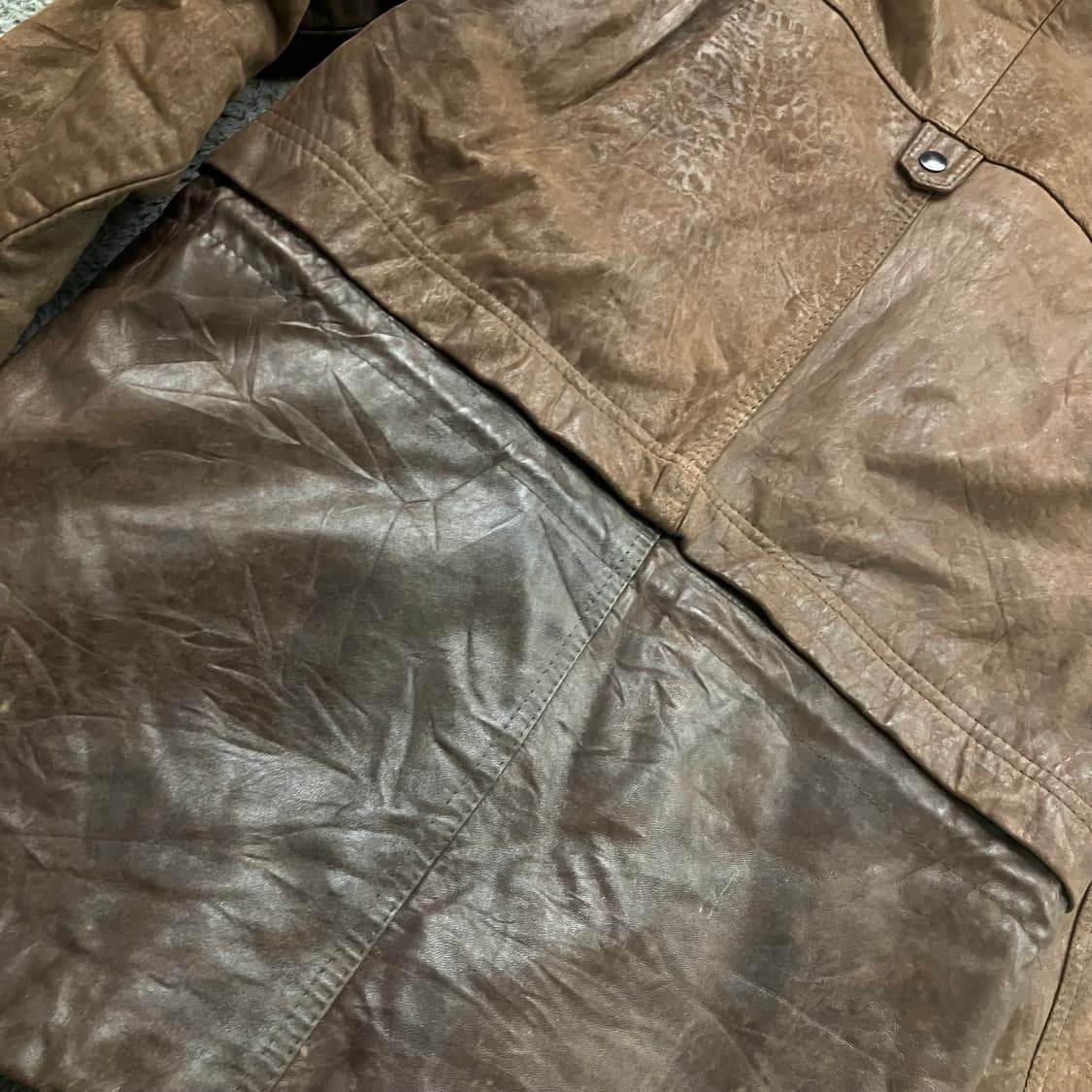 VTG 빈티지 브라운 양가죽 하프 코트 M 상품이미지5