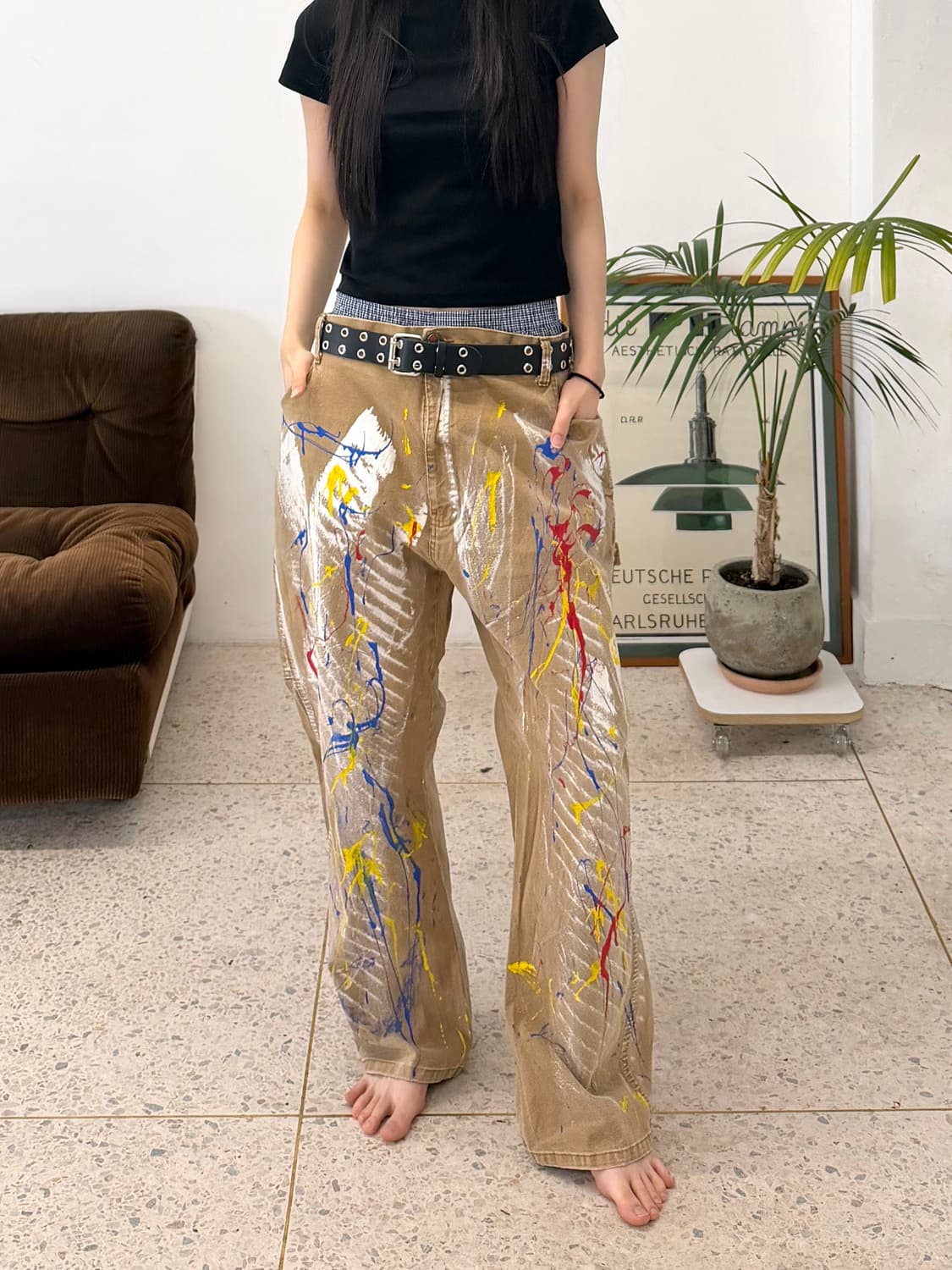 90s'커스텀 디키즈 워크팬츠 베이지 상품이미지1