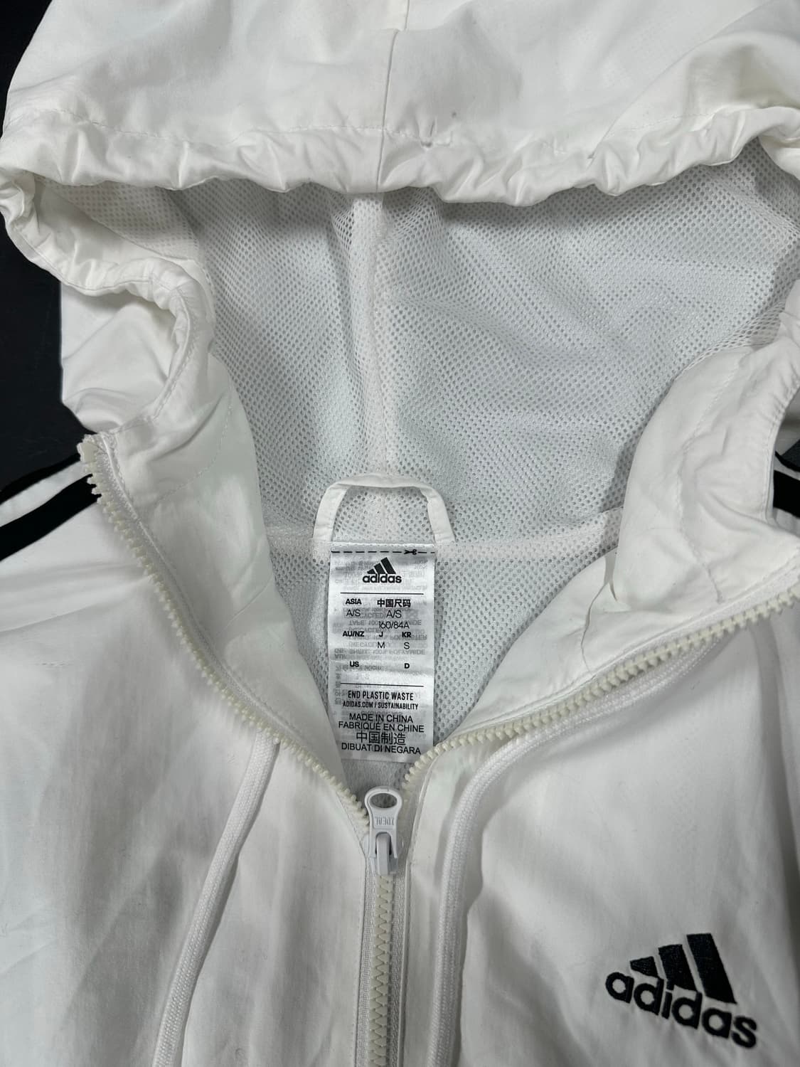 아디다스 에센셜 삼선 크롭 바람막이 자켓 화이트 상품이미지5
