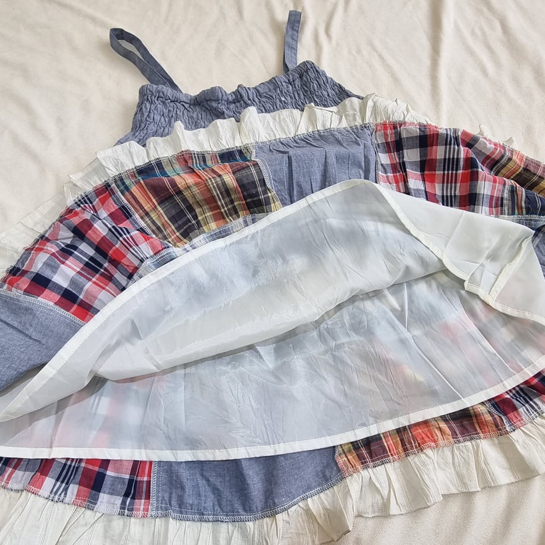 체크 패치워크 끈원피스 상품이미지6