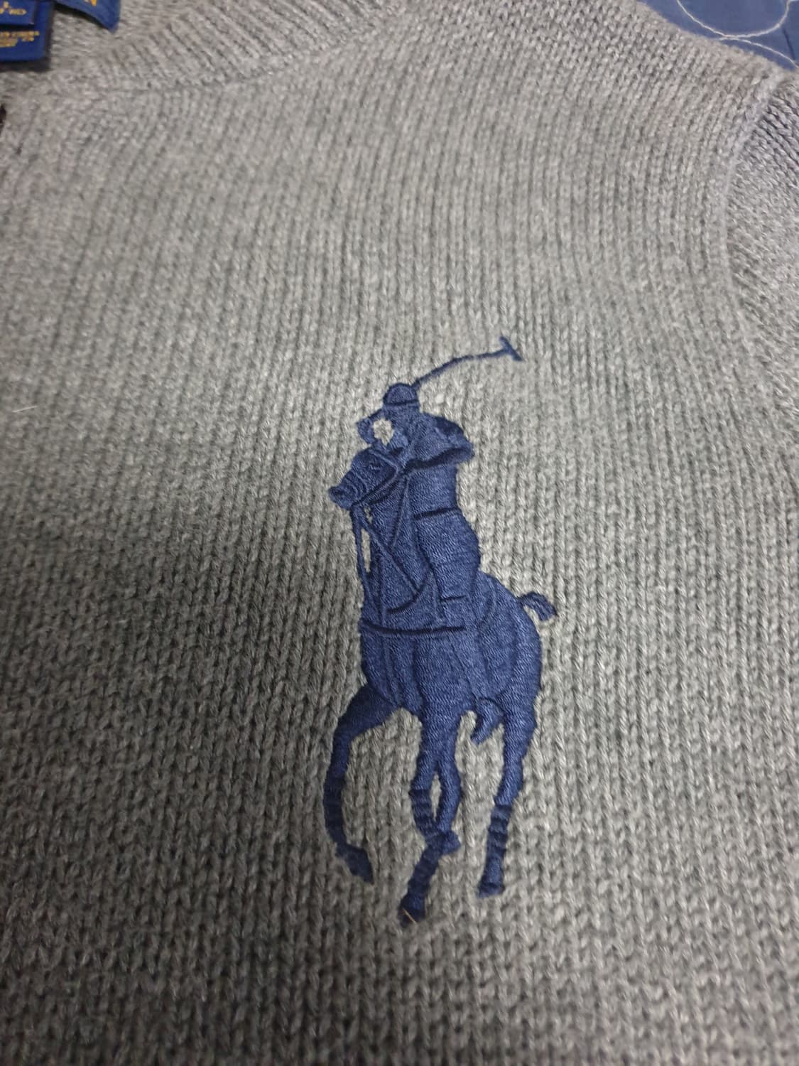 (빈티지) 폴로랄프로렌 빅포니 딱붙핏 니트집업 그레이 (S) 상품이미지2