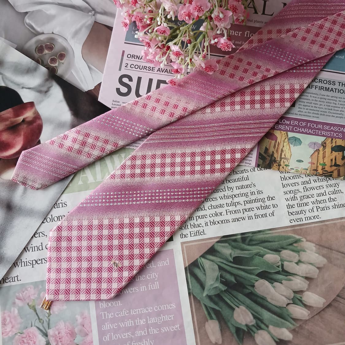 닥스 실크 핑크 패턴 넥타이 8.4cm A등급 A19812
 상품이미지3