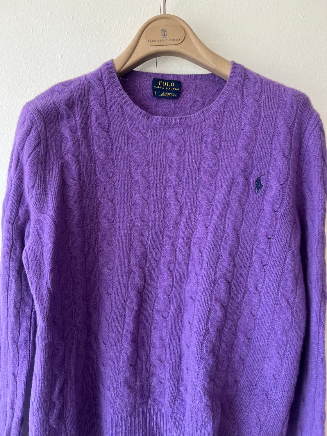 폴로랄프로렌 여성 퍼플 라운드니트 케이블니트 상품이미지1