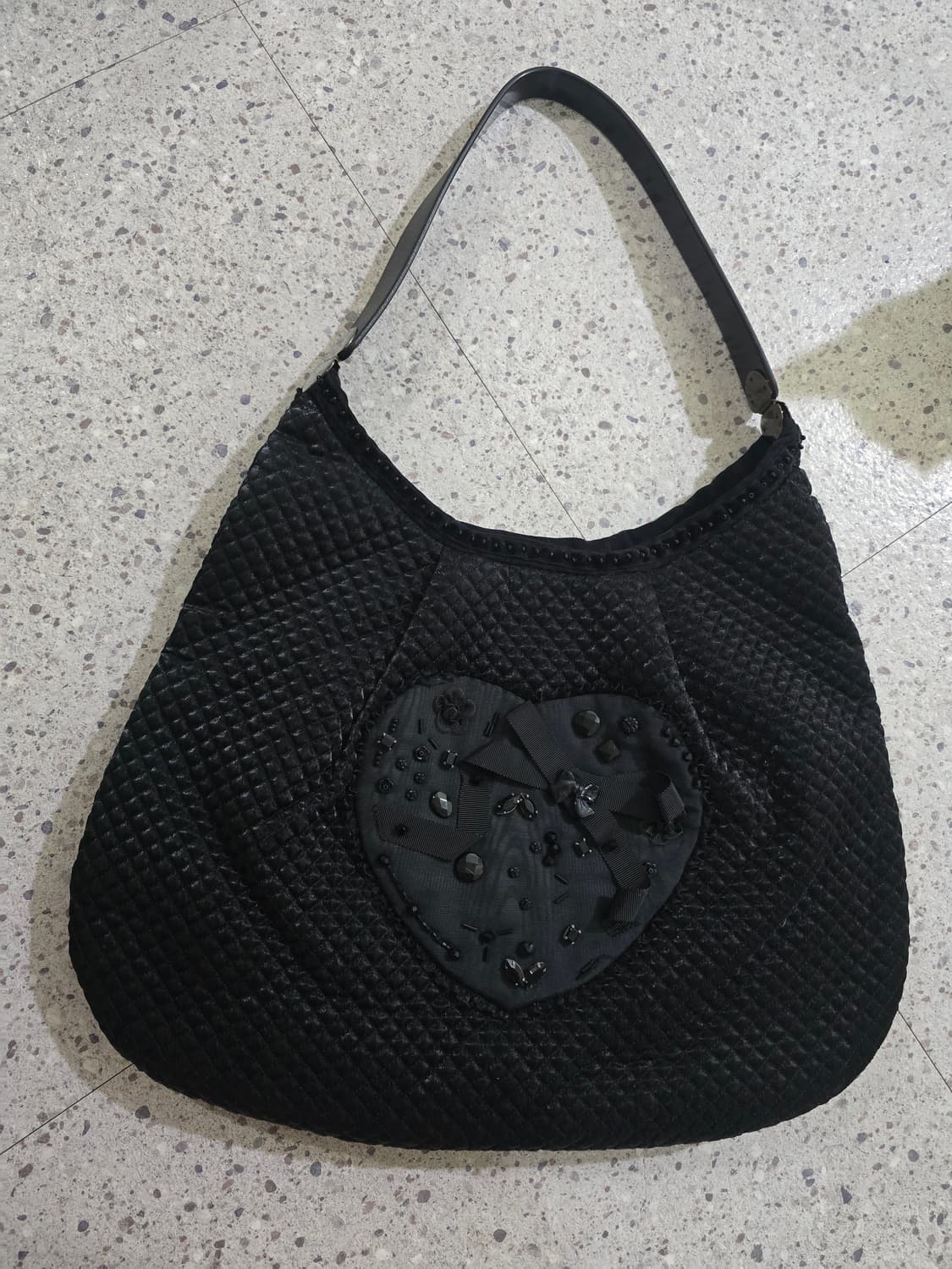 gothic Y2K 블랙 하트 장식 숄더백 상품이미지9