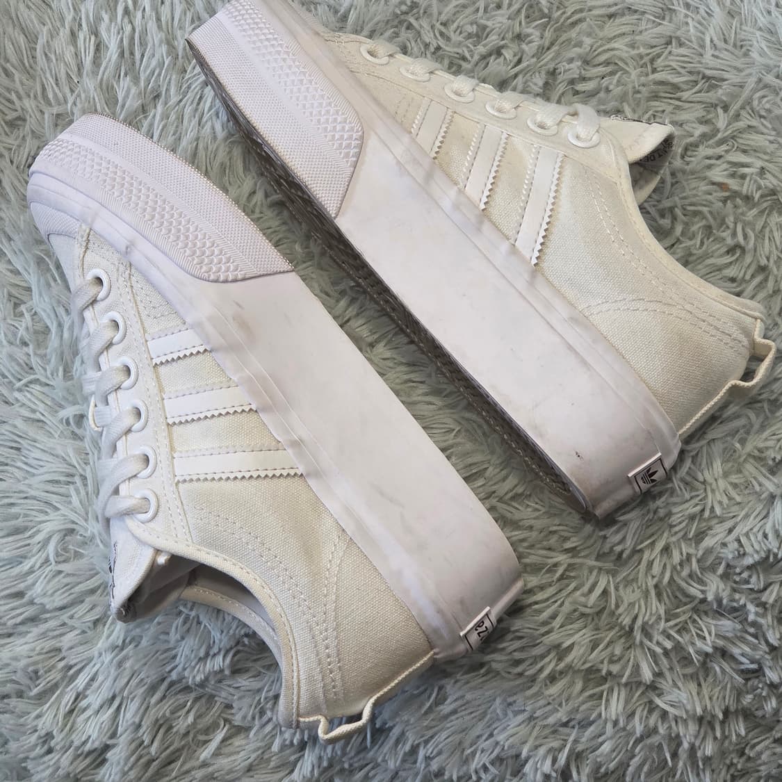 1a-2:아디다스 니짜 플랫폼 화이트 캔버스(220mm)-상태굿 상품이미지7