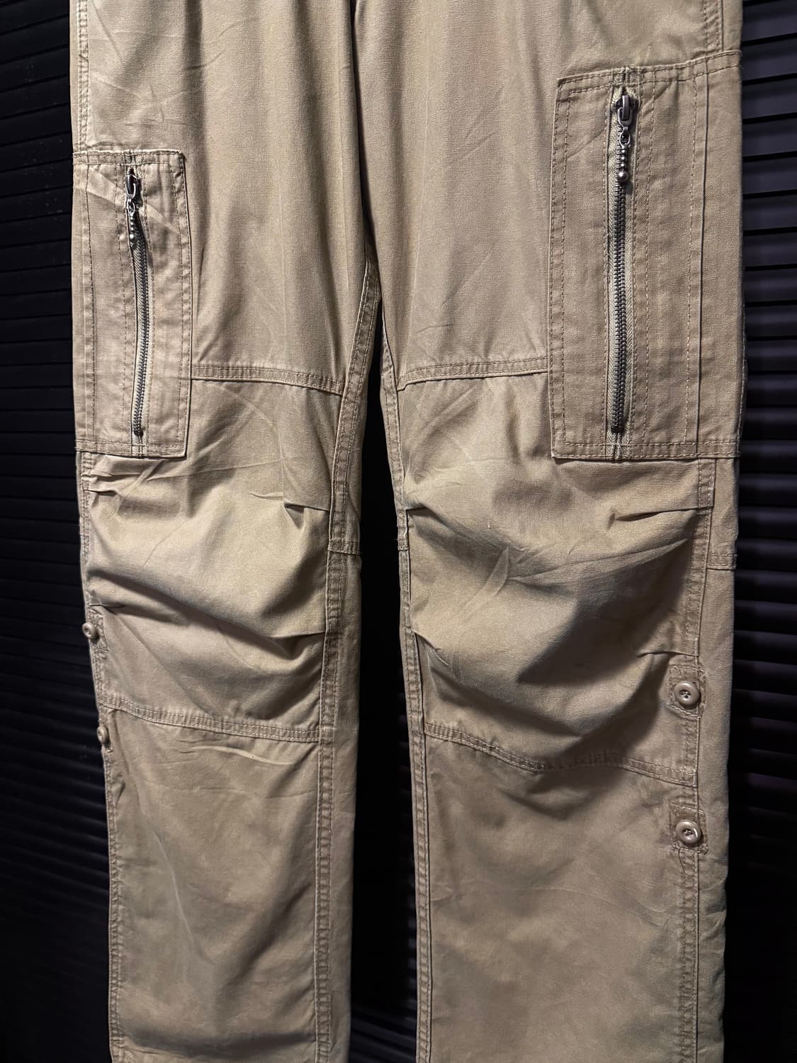 일본 워크 아미 밀리터리 멀티 포켓 베이지 빈티지 파라슈트 카고 와이드  상품이미지4