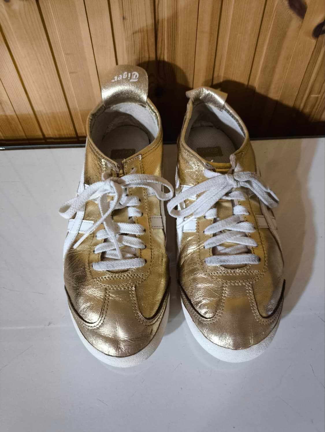 255mm 오니츠카타이거 멕시코66 골드 스니커즈 상품이미지4