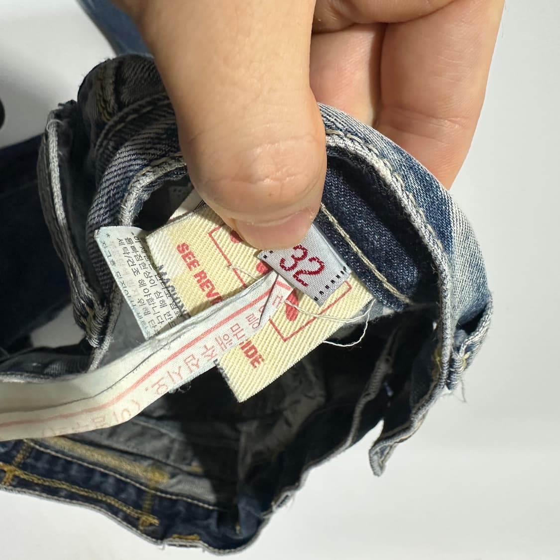 에비수 옐로우 로고 워싱 데님 32  상품이미지5