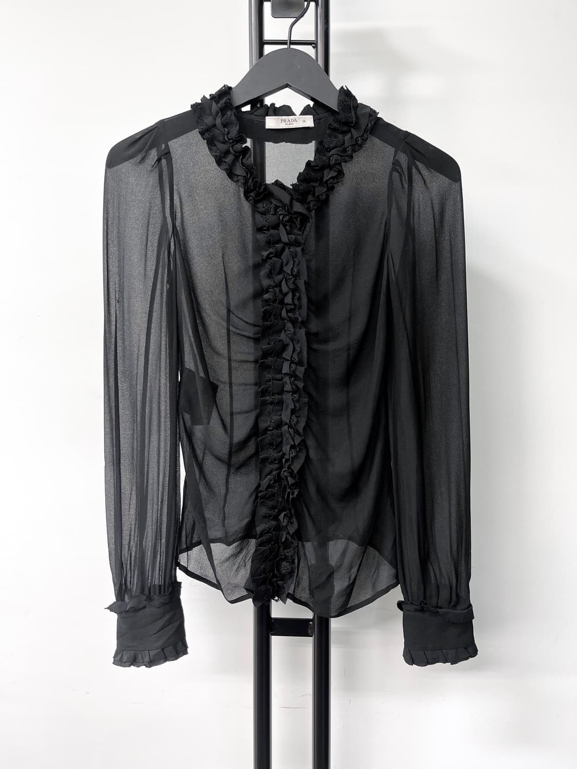 프라다 시스루 러플 블라우스 상품이미지1