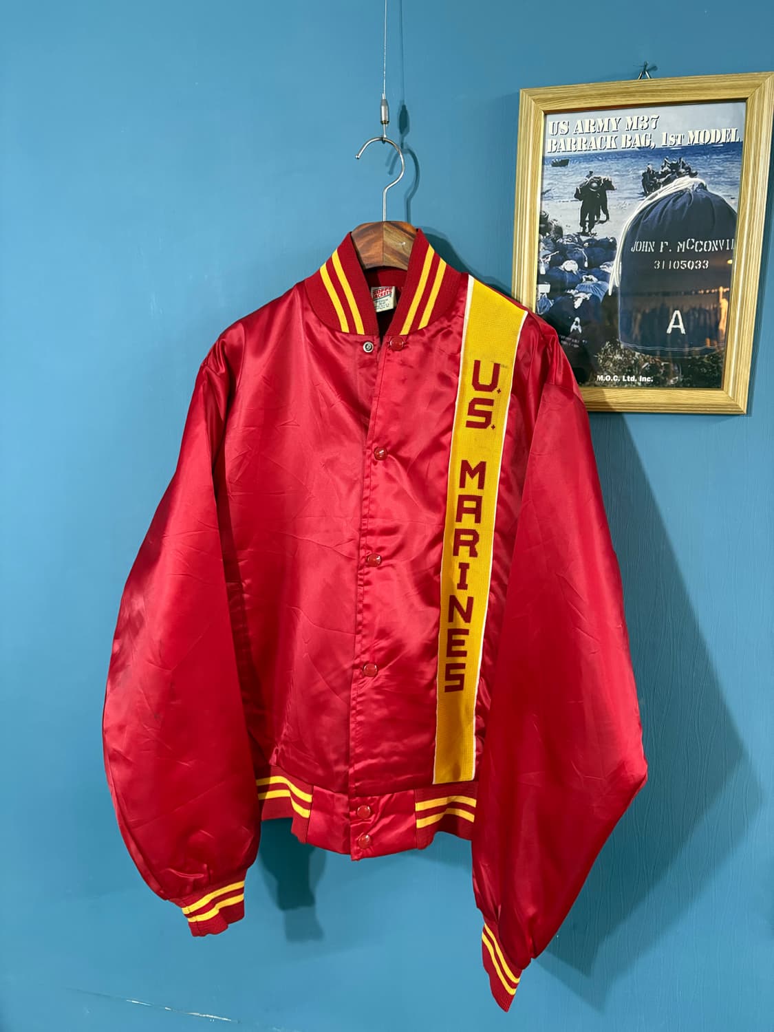 80-90‘s USMC Soffee varsity Jacket. 상품이미지4
