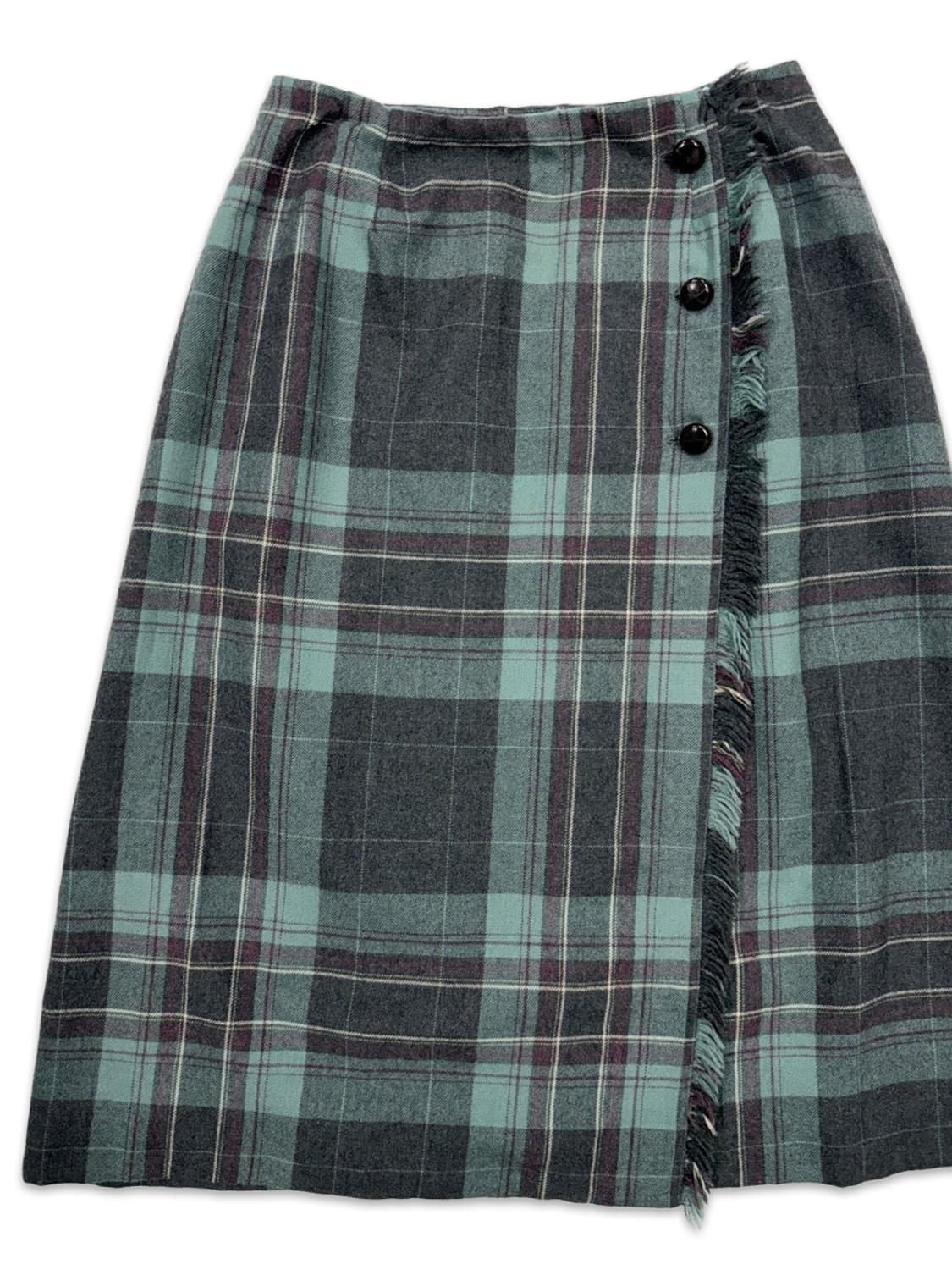 빈티지 그린 체크 랩 레이어드 미디 스커트 상품이미지2