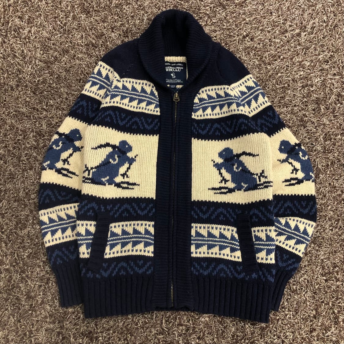 후아유 노르딕 코위찬 숄카라 헤비 니트 집업 가디건 상품이미지1