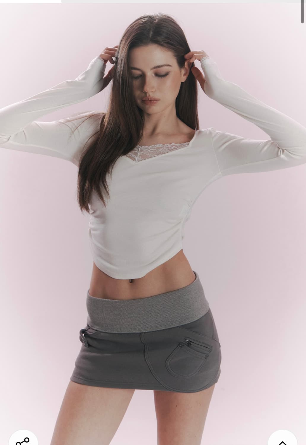 Vera Lace Shirring Long Sleeve Top (Ivor 상품이미지2