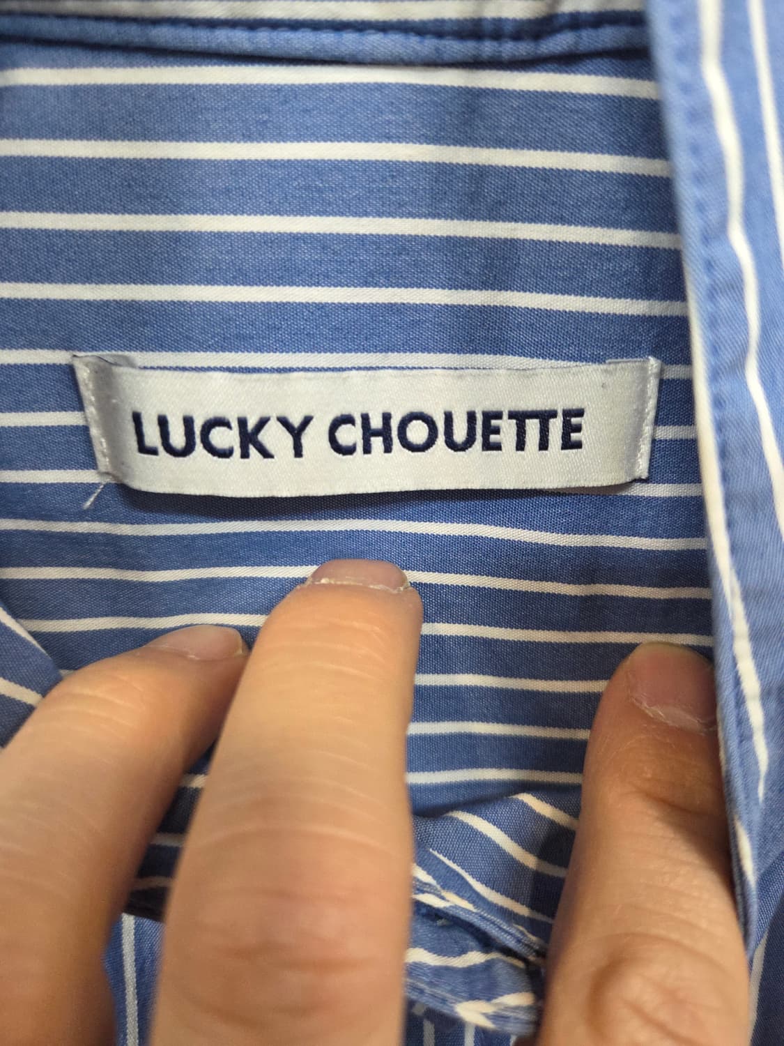 럭키슈에뜨 스트라이프 노카라 셔츠긴팔 38사이즈  상품이미지3