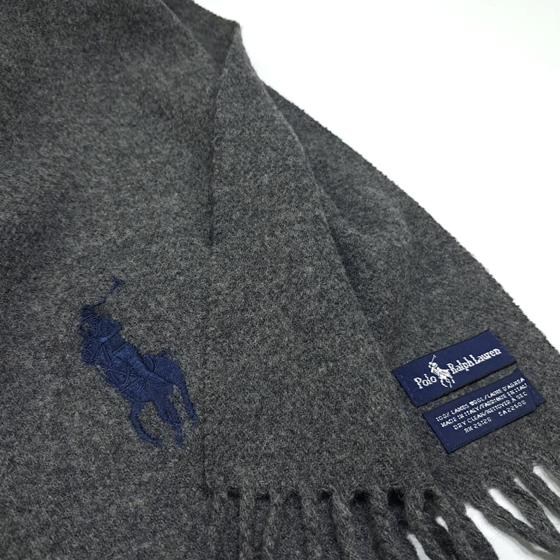 MX525 폴로 90s 이태리판 램스울 포니 차콜그레이 머플러 상품이미지6