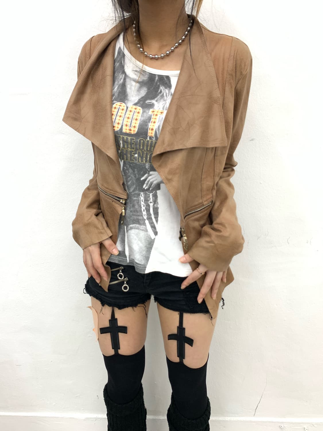 Drape zipper detail leather jacket  상품이미지1