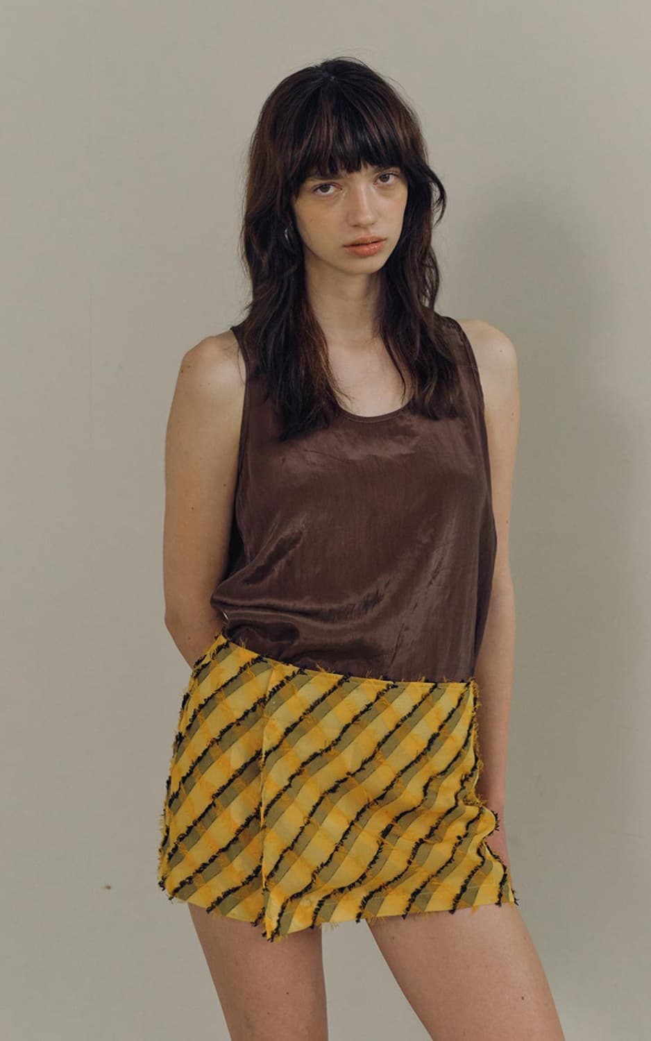 포지프레클즈 Fringe Check Wrap Skirt 체크스커트 상품이미지1
