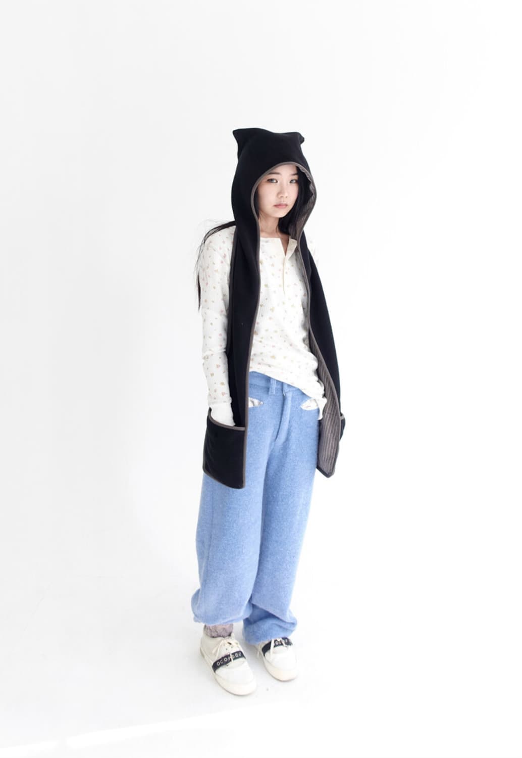 샵페어리 플리스 이어 후드 머플러 고양이 모자 바라클라바 아일릿 상품이미지5